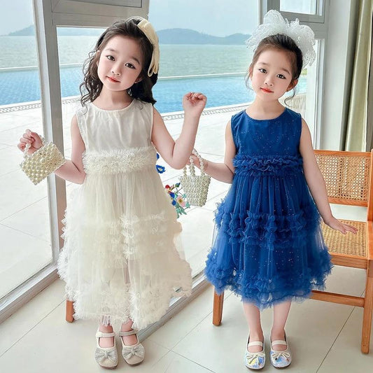 【Princess Mankaidi】Girls dresses girls princess dresses children's mesh tulle skirts Sweetcute dress