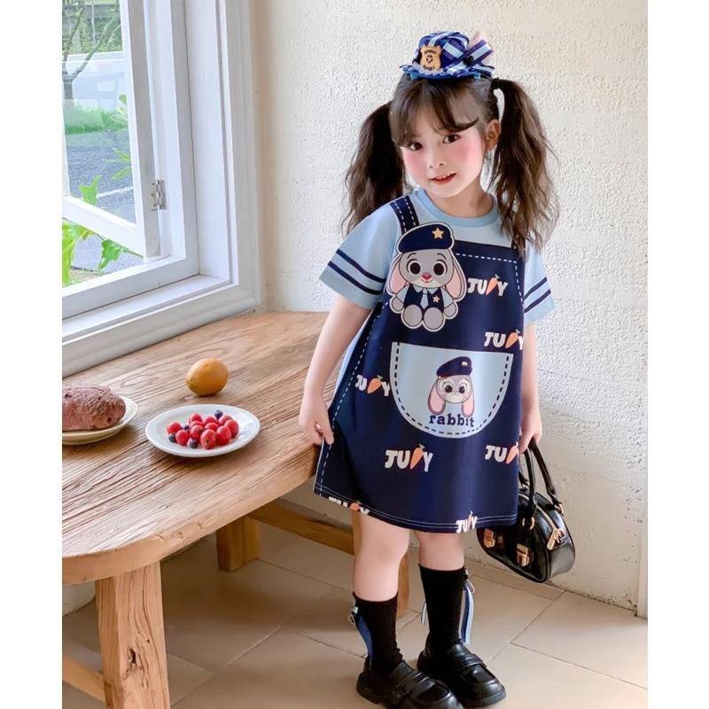 Princess Mankaidi 1-9 years old three-color suit cartoon multi-T skirt dress rabbit Judy skirt