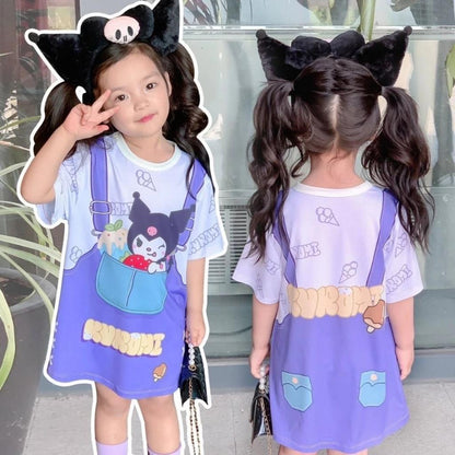 Princess Mankaidi 1-9 years old three-color suit cartoon multi-T skirt dress rabbit Judy skirt