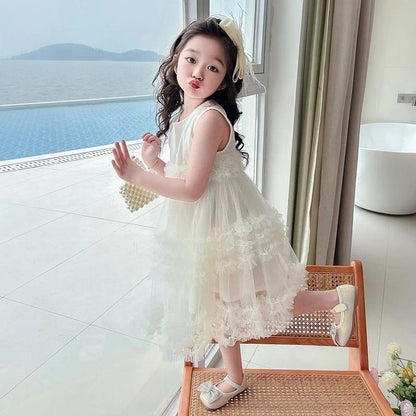 【Princess Mankaidi】Girls dresses girls princess dresses children's mesh tulle skirts Sweetcute dress