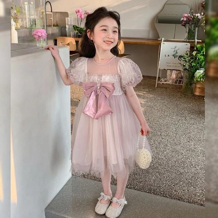 [Princess Mankadi] 1-9 Years Dress For Kids Girl Princess Dress Lace Design Baby Girls Kids Dresses Tutu Birthday Party
