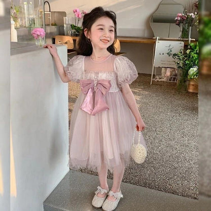[Princess Mankadi] 1-9 Years Dress For Kids Girl Princess Dress Lace Design Baby Girls Kids Dresses Tutu Birthday Party