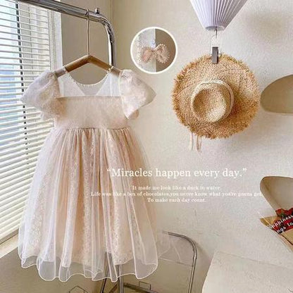 [PRINCESSMankaidi] 2-9 Years Girls' Magenta Headband Party Dress Imported Birthday Party Ribbon Dress