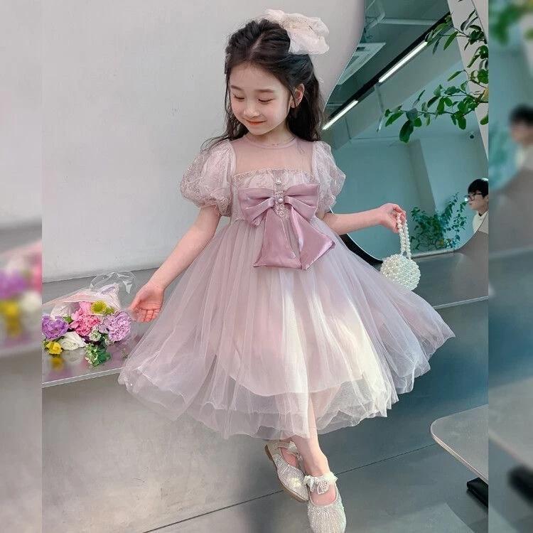 [Princess Mankadi] 1-9 Years Dress For Kids Girl Princess Dress Lace Design Baby Girls Kids Dresses Tutu Birthday Party