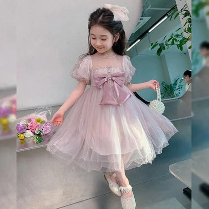 [Princess Mankadi] 1-9 Years Dress For Kids Girl Princess Dress Lace Design Baby Girls Kids Dresses Tutu Birthday Party