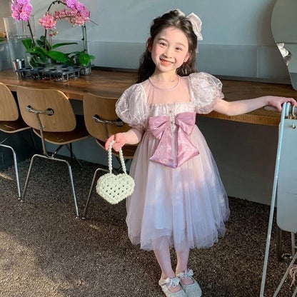 [Princess Mankadi] 1-9 Years Dress For Kids Girl Princess Dress Lace Design Baby Girls Kids Dresses Tutu Birthday Party