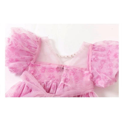 [PRINCESSMankaidi] 2-9 Years Girls' Magenta Headband Party Dress Imported Birthday Party Ribbon Dress