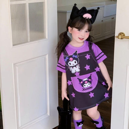 Princess Mankaidi 1-9 years old three-color suit cartoon multi-T skirt dress rabbit Judy skirt